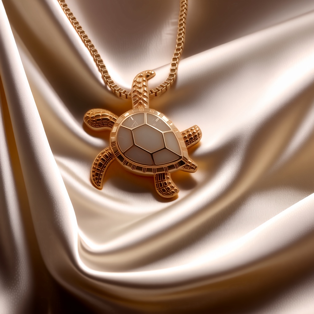 Ocean Turtle Pendant Necklace with Purple Opal Inlay & Accents
